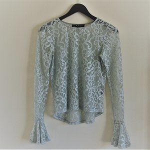 For Love and Lemons Icy Blue Lace Top EUC small